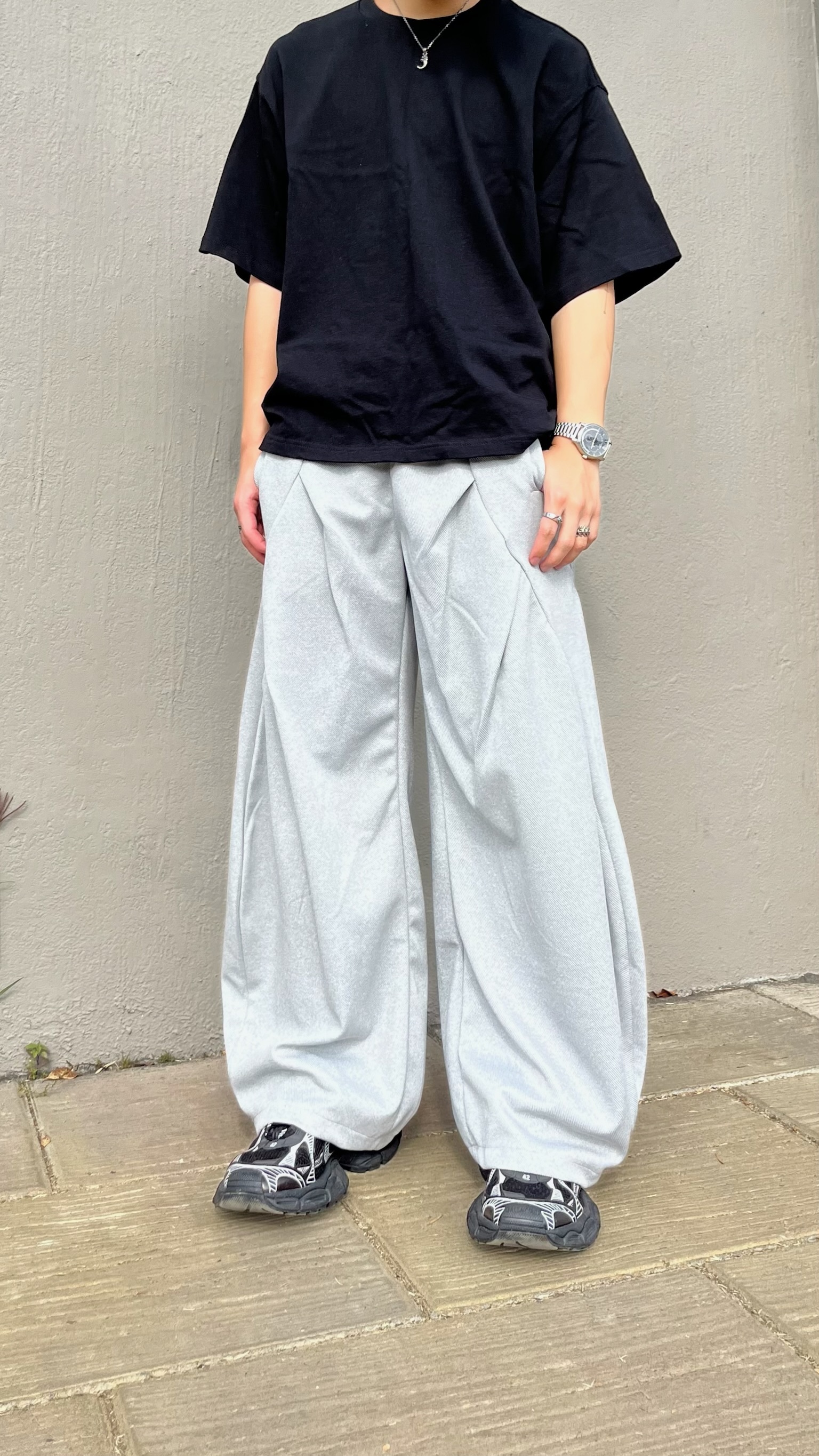 線條造型彎刀棉褲 (2colors)