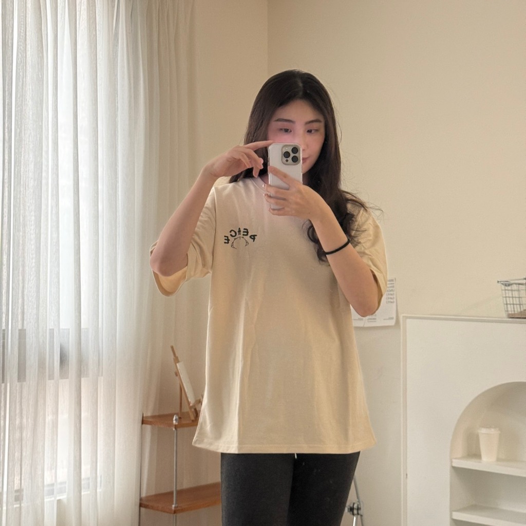 81164  PEACE背後貓咪短T 寬鬆短T