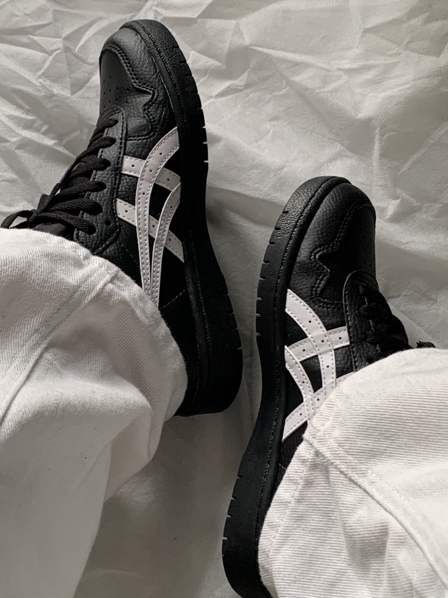 代購-ASICS JAPAN S 黑白 全黑 黑武士 荔枝皮 仿皮革 復古 男女鞋 1203A033-001