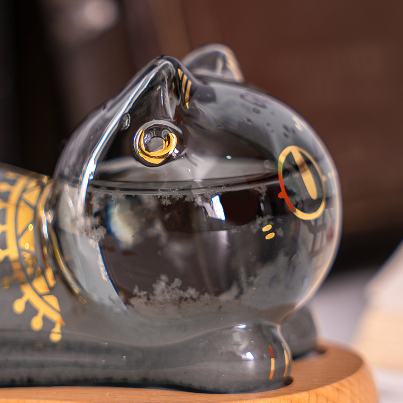 大英博物館｜安德森貓和她的朋友們系列｜趴趴貓風暴瓶擺件-黑色