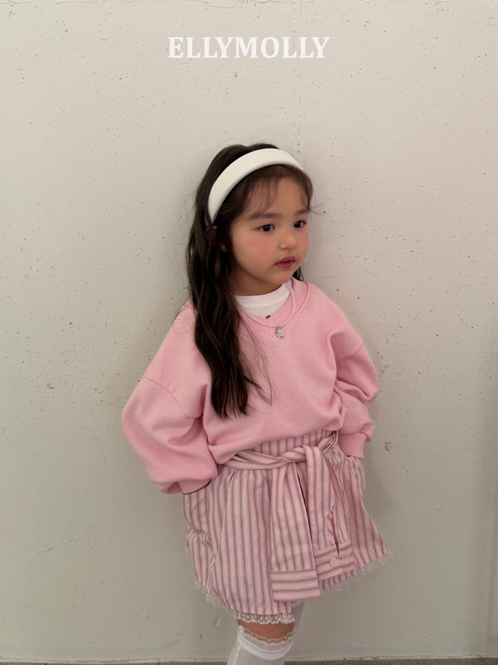 Ellymolly 層次假2件襯衫褲裙 / 2色