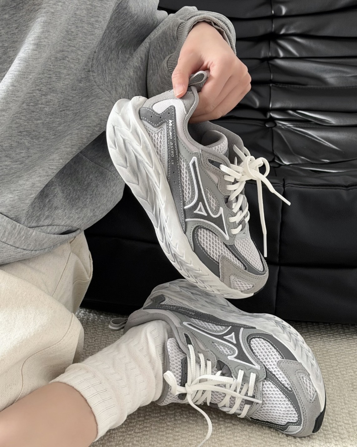 <新色😍>Mizuno Astro LS 機能 緩震 反光 復古 增高 輪胎底 厚底 雲霧灰