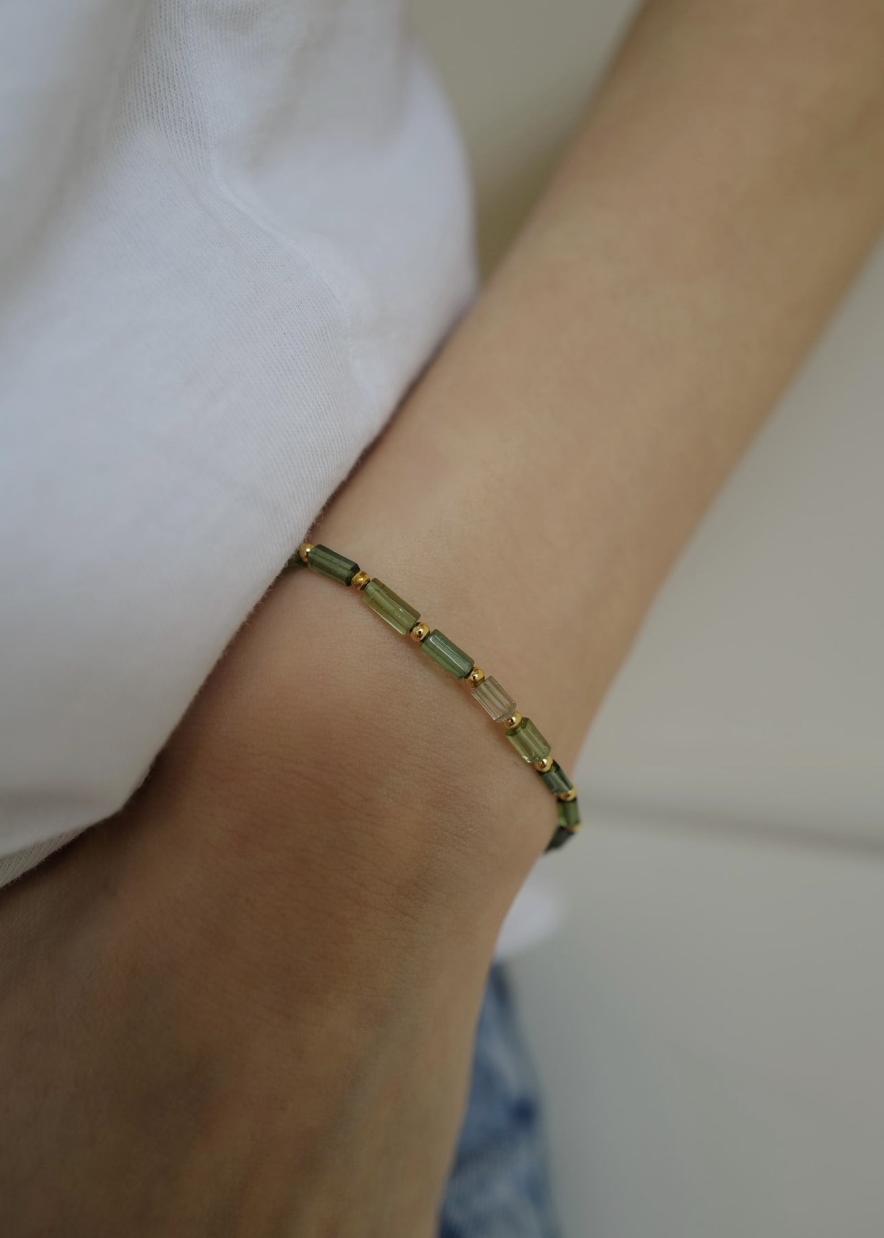 Moss Green-Tyndall｜印度綠碧璽珍珠手鏈