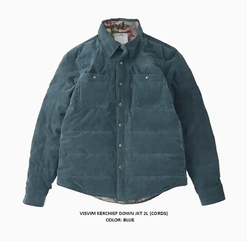 ON SALE : VISVIM KERCHIEF DOWN JKT 2L (CORDS) *羽絨 - BLUE SIZE 1 IN STOCK NOW (現貨發售中)