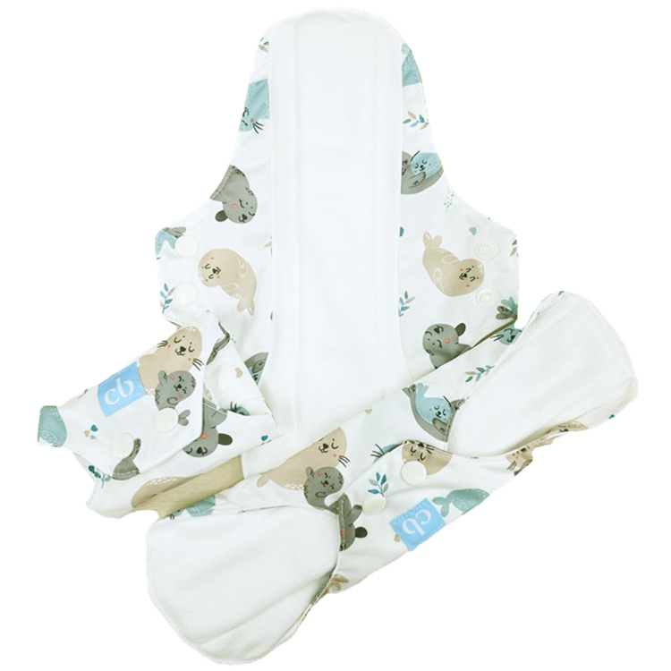 可機洗衛生巾 (特長) 3 塊連 1 個小袋小海豹圖案