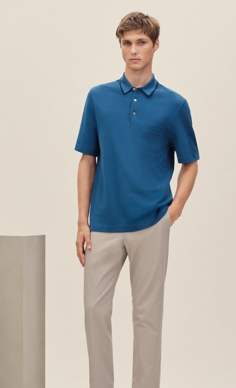 全新HERMES 短袖polo恤,SM碼, H657815,ATLANTIQUE COLOR,100% 棉#BRAND NEW #香榭站正品