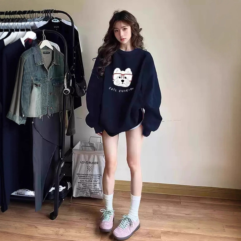 Super Cute White Puppy Crewneck Sweatshirt