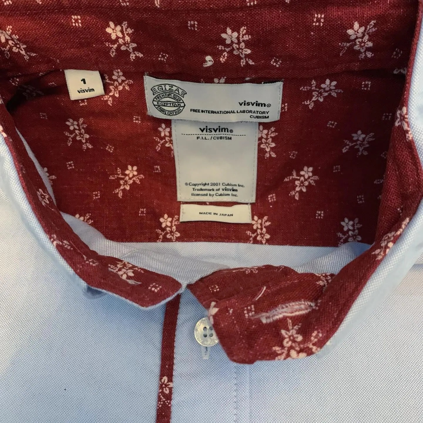 VISVIM V+V OXFORD PIZI L/S (GIZA) *RED PATTERN - LT.BLUE SIZE 1 IN STOCK NOW (現貨發售中)