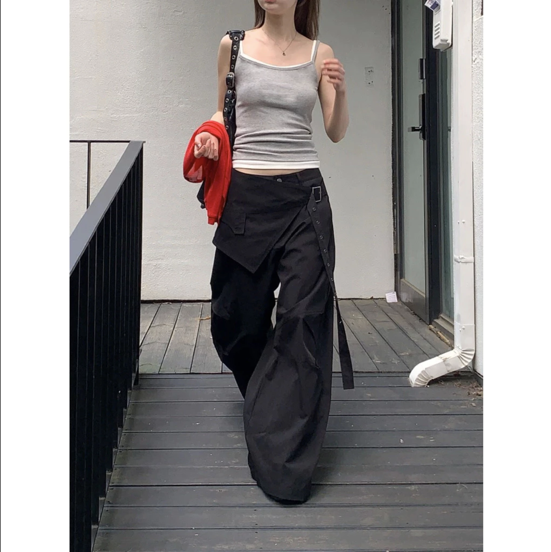 JIN UNIVERSAL 🇰🇷韓國 Wrap Skirt Belt PT 可拆式 層次 腰帶 片裙 褲裙 闊腿 落地 長褲