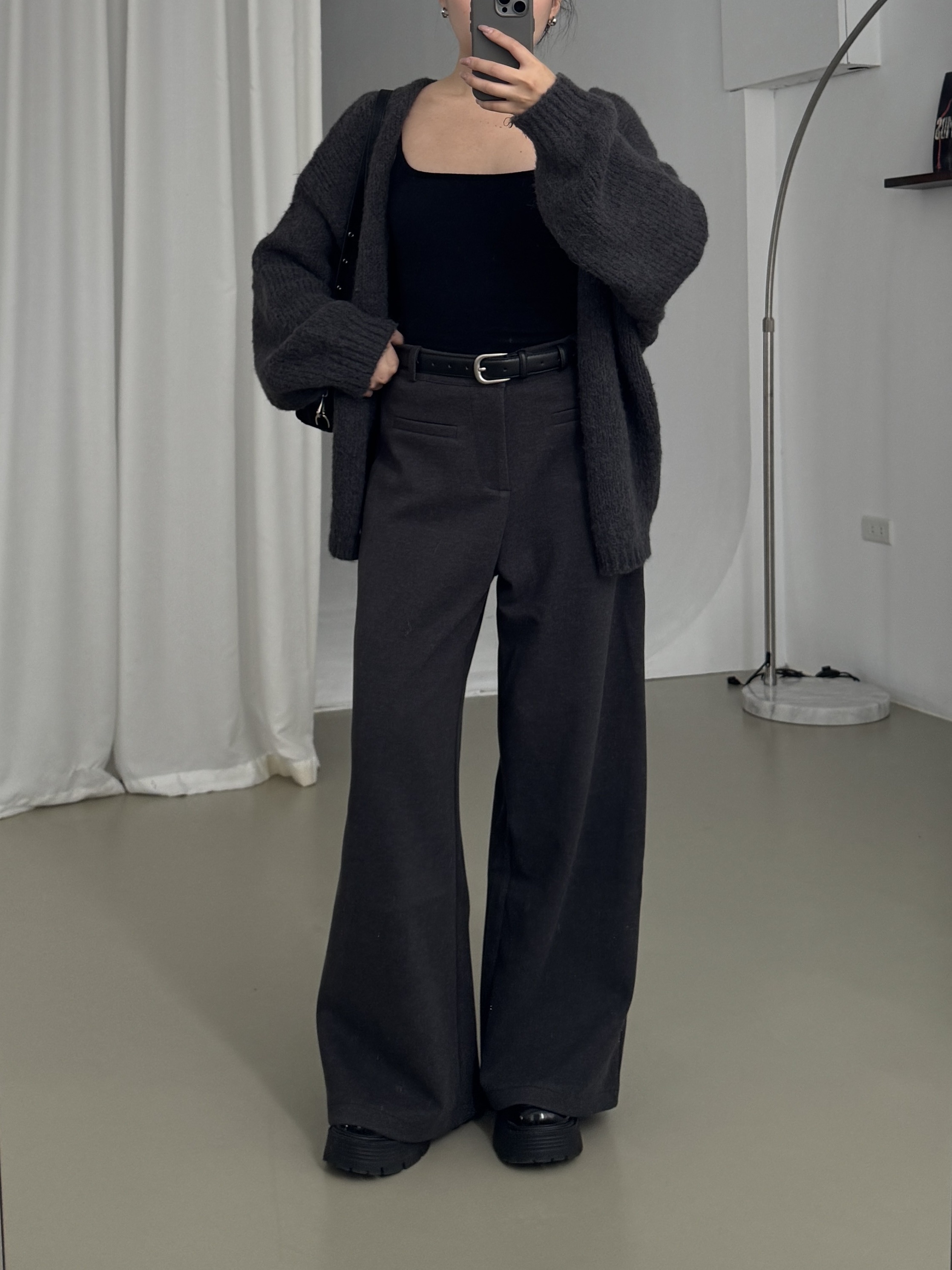 高質感🗝️修身毛呢直筒長褲