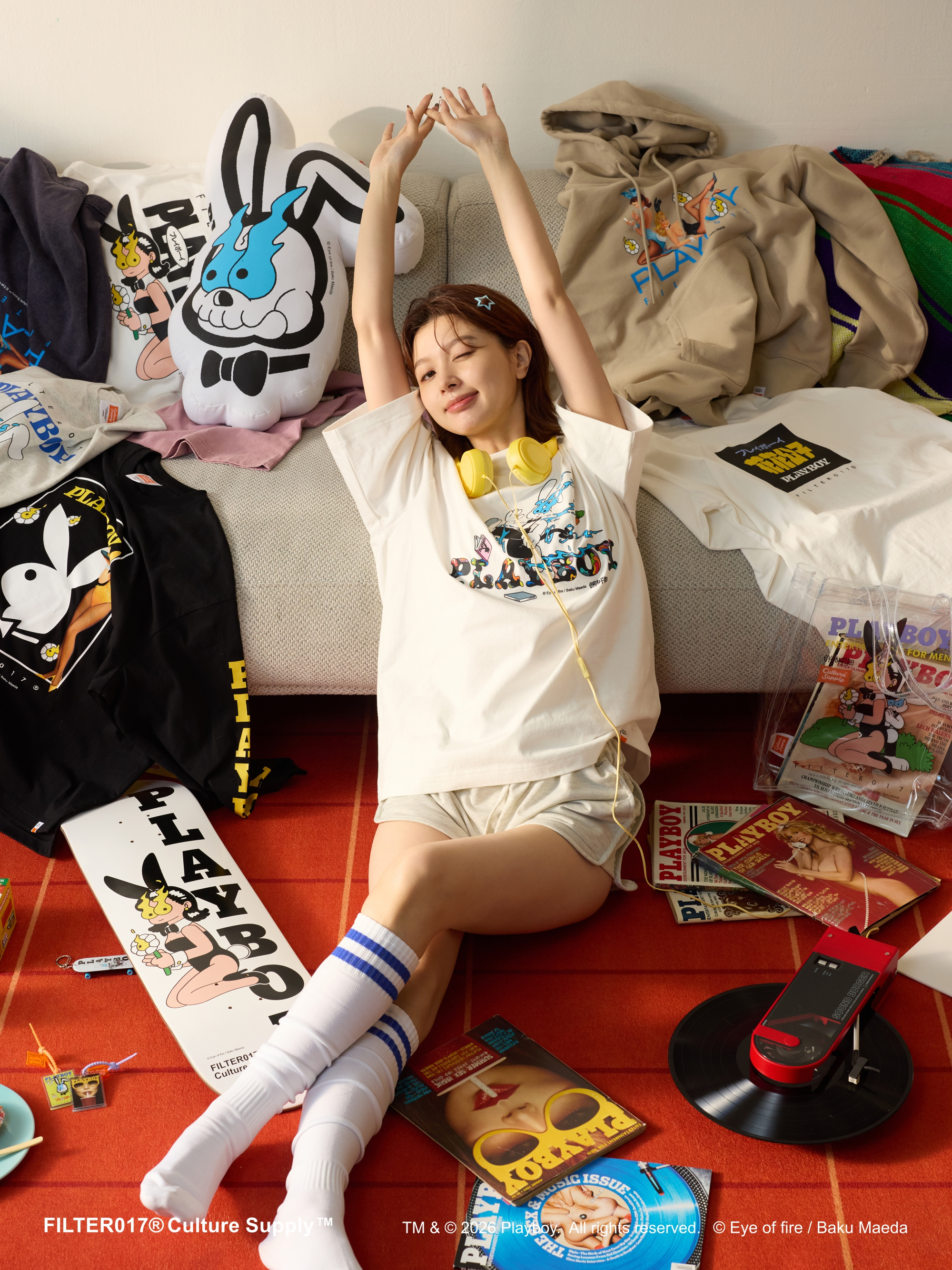 【現貨】 PLAYBOY X FILTER017® feat. Baku Maeda Slide Tee / 滑兔圖像短T