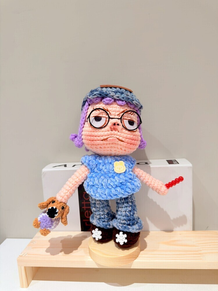 藍色系紫頭髮醜娃公仔『約23cm』