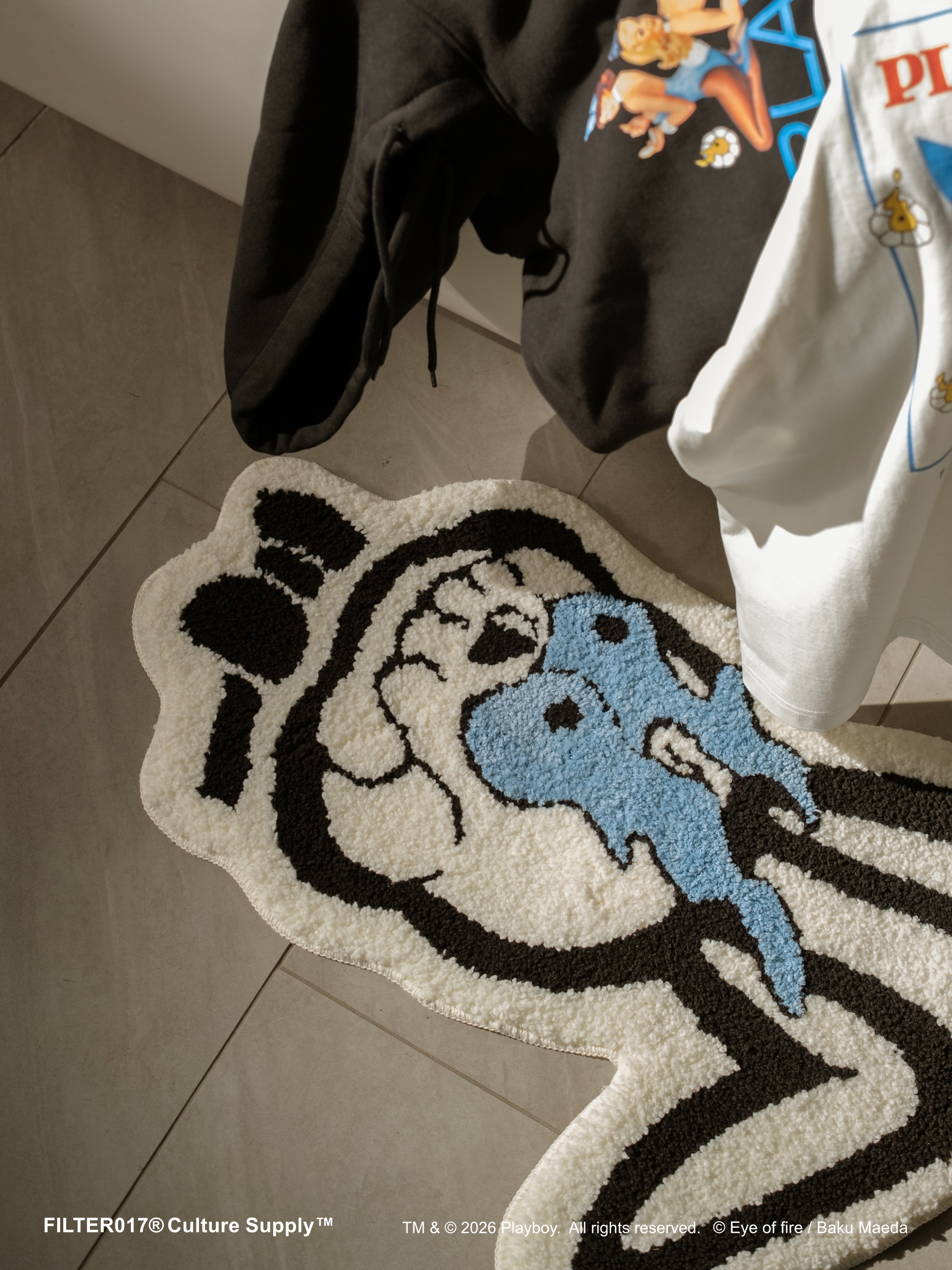 【現貨】 PLAYBOY X FILTER017® feat. Baku Maeda Skull Logo Jacquard mat / 骷髏兔圖像緹花地墊