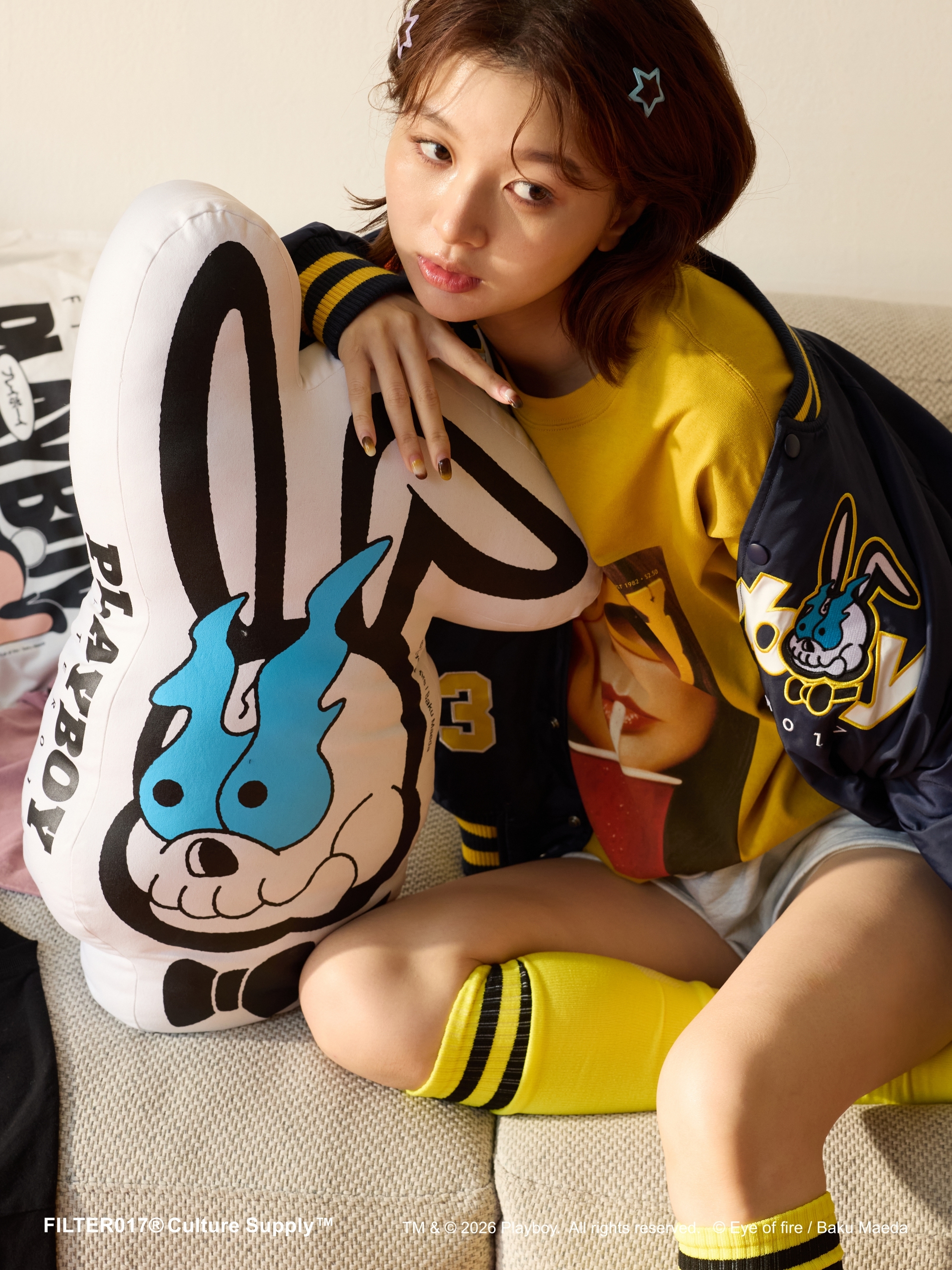 【現貨】 PLAYBOY X FILTER017® feat. Baku Maeda Skull Logo Cushion / 骷髏兔圖像抱枕
