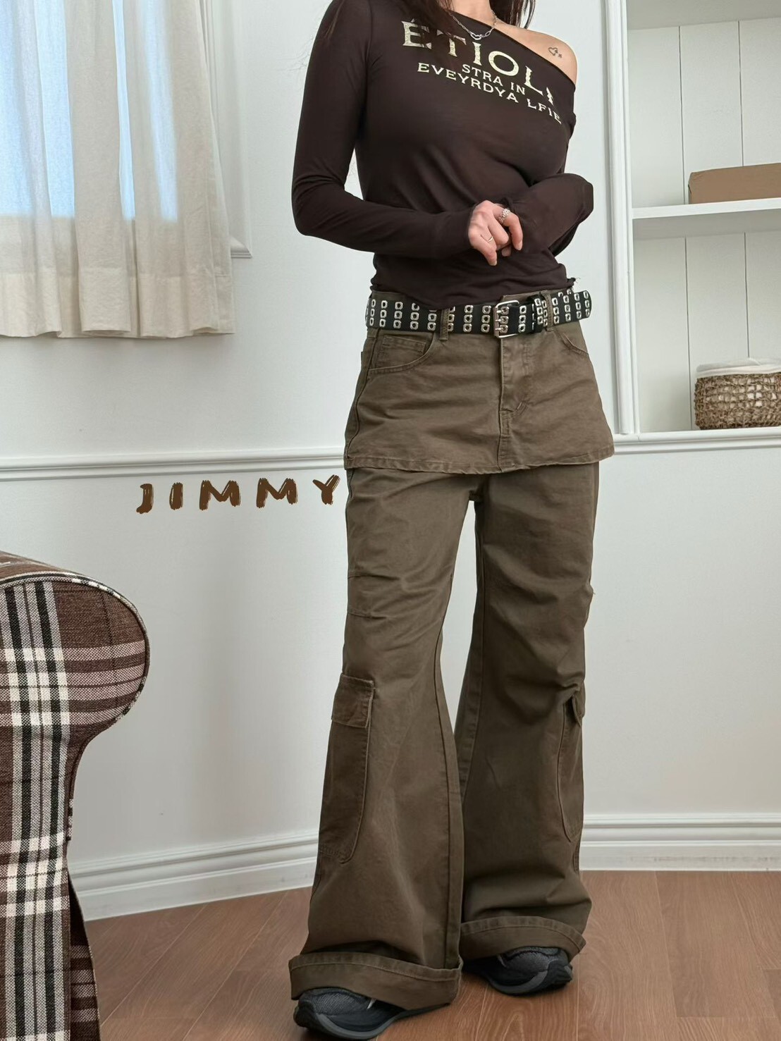 裙罩牛仔口袋長褲