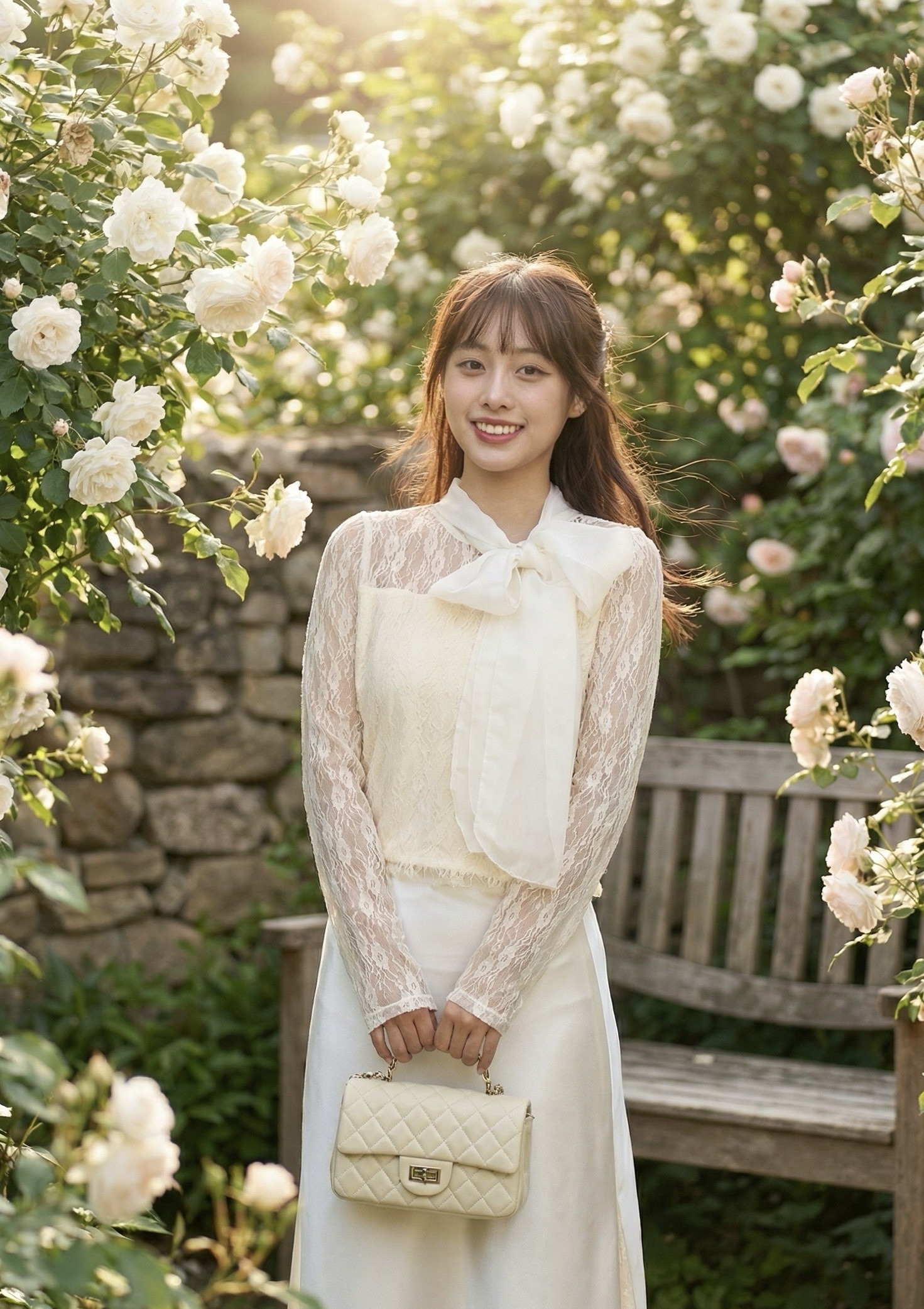 法式蝴蝶結透膚上衣