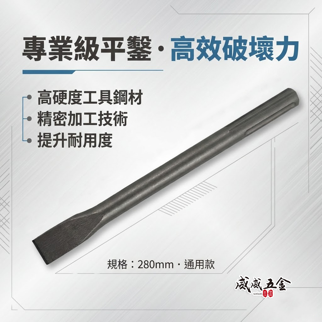 五溝電鑽用長平鑿 長約280mm｜五溝免出力電鑽平鑿 五溝平鑿子 平鉆 五溝小平鑿｜ETEAM 一等｜台灣製