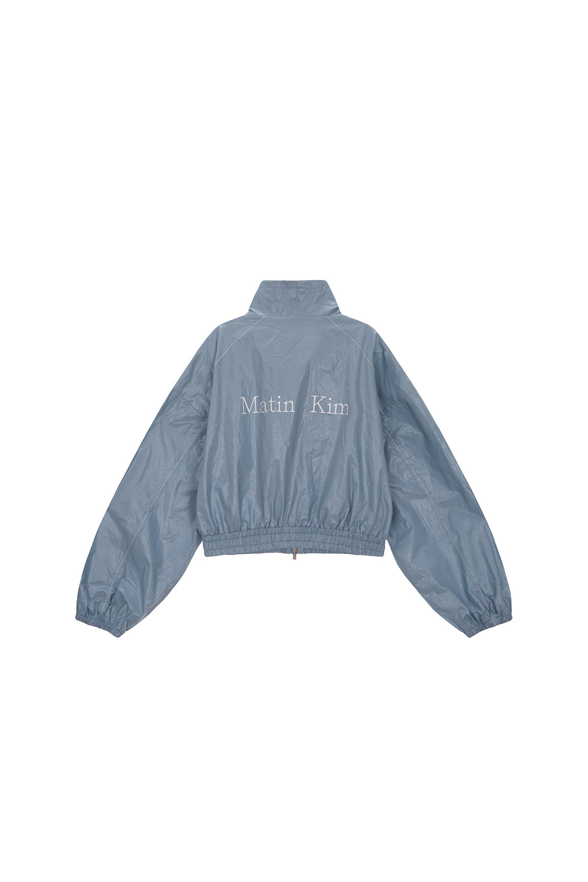 ［Matin Kim ]天空藍塗層亮面短板風衣外套