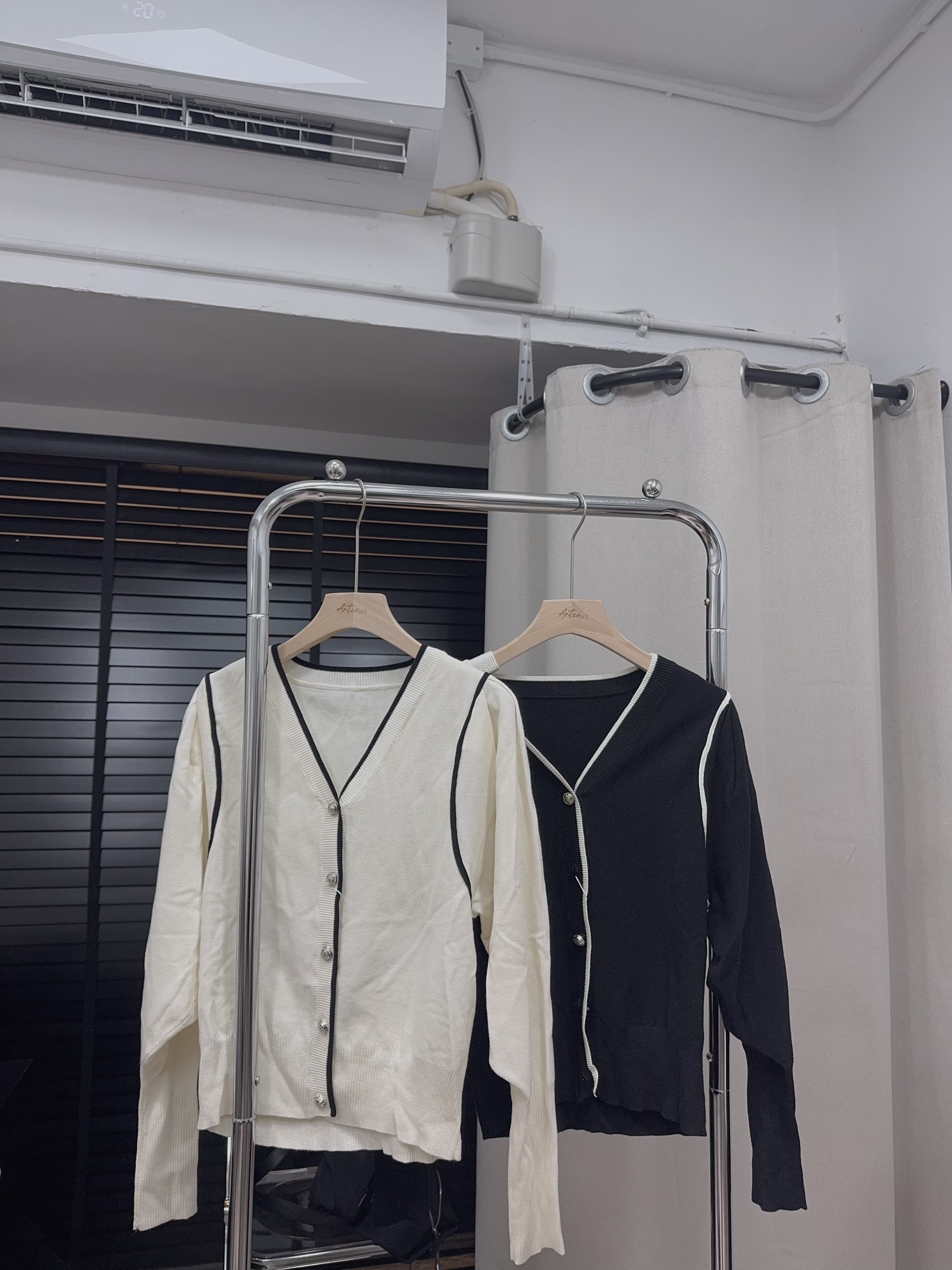 黑白拼色針織外套