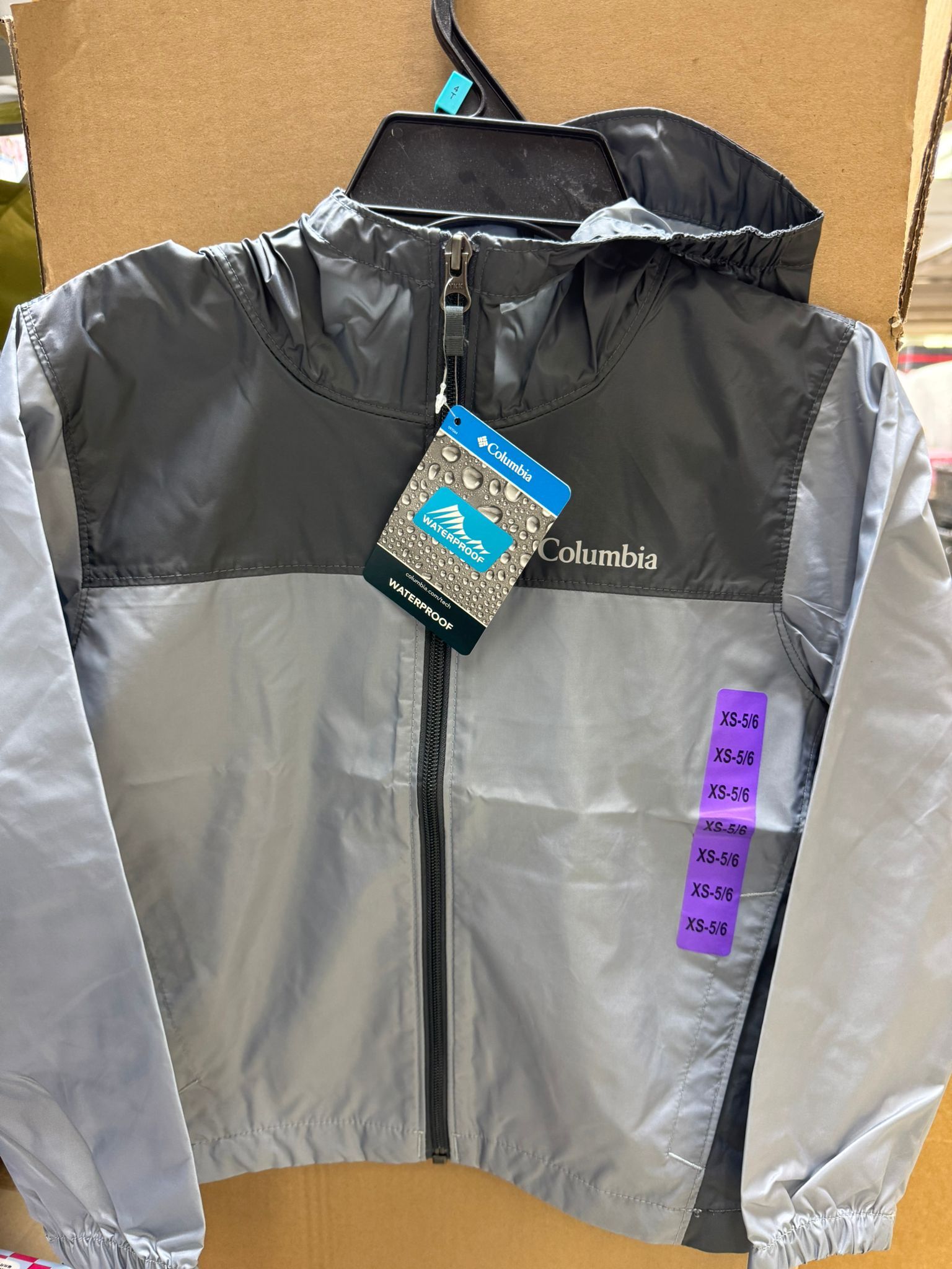 4G333 ColumbiaBoy's Glennaker Jacket 童裝有帽防水風褸 - 深灰併淺灰