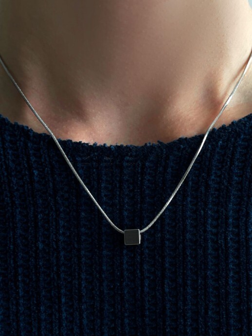 現代立方體銀項鍊