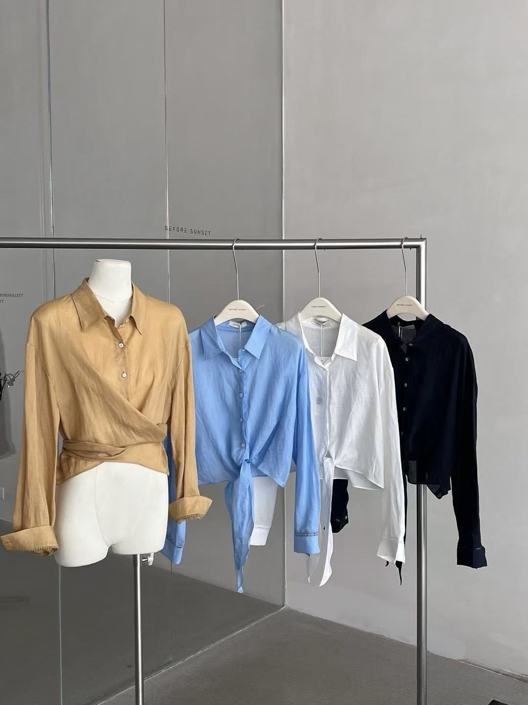 247 天絲苧麻下擺綁帶襯衫