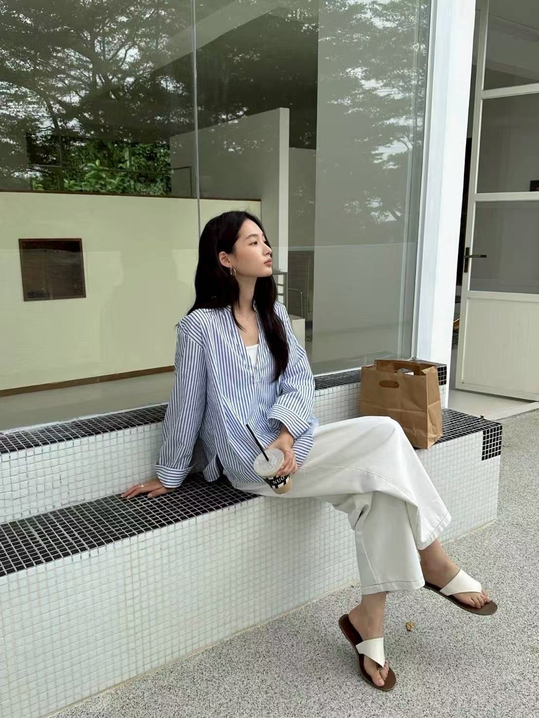 248 藍條紋兩件式襯衫