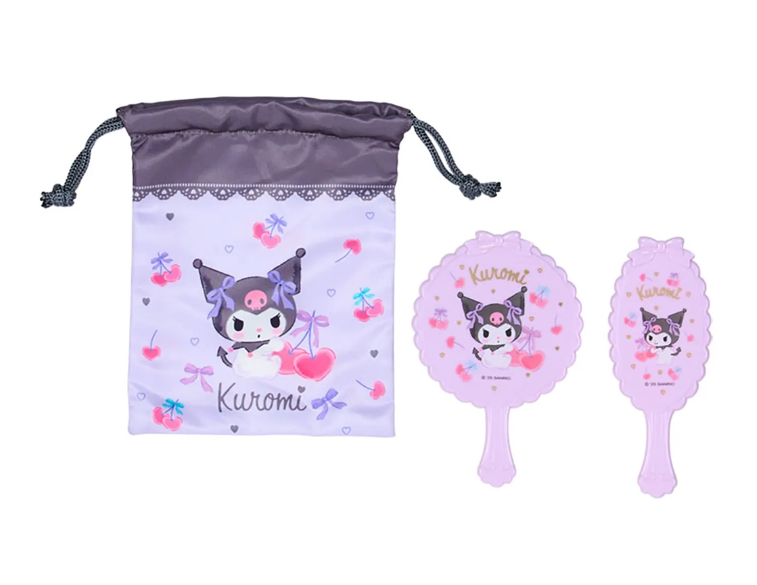 SS260225-F60-SANRIO KU MIRROR & HAIR BRUSH SET-KUROMI鏡梳套裝-3件套