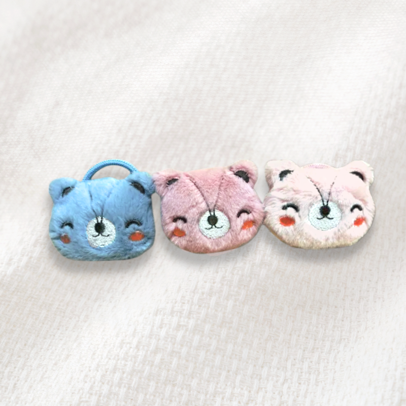 韓國設計平價髮飾 立體微笑熊熊娃娃頭髮圈 3色