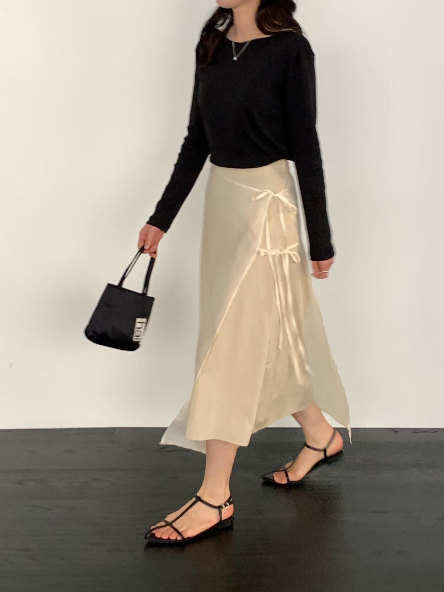 Sheer layered long skirt