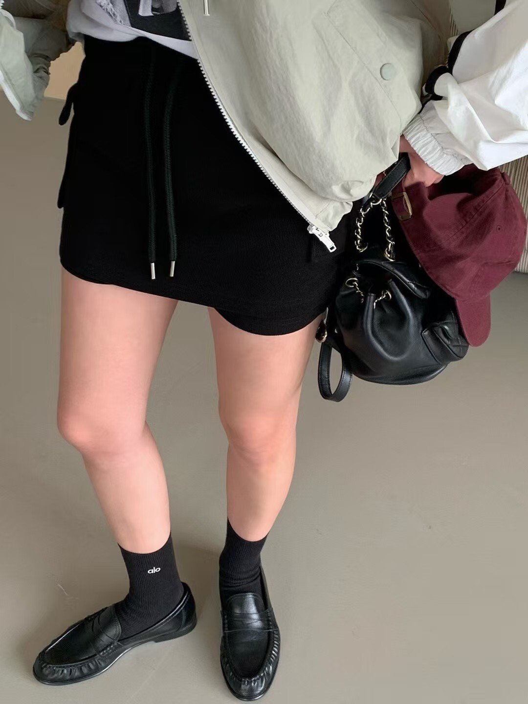 側口袋棉鬆緊褲裙