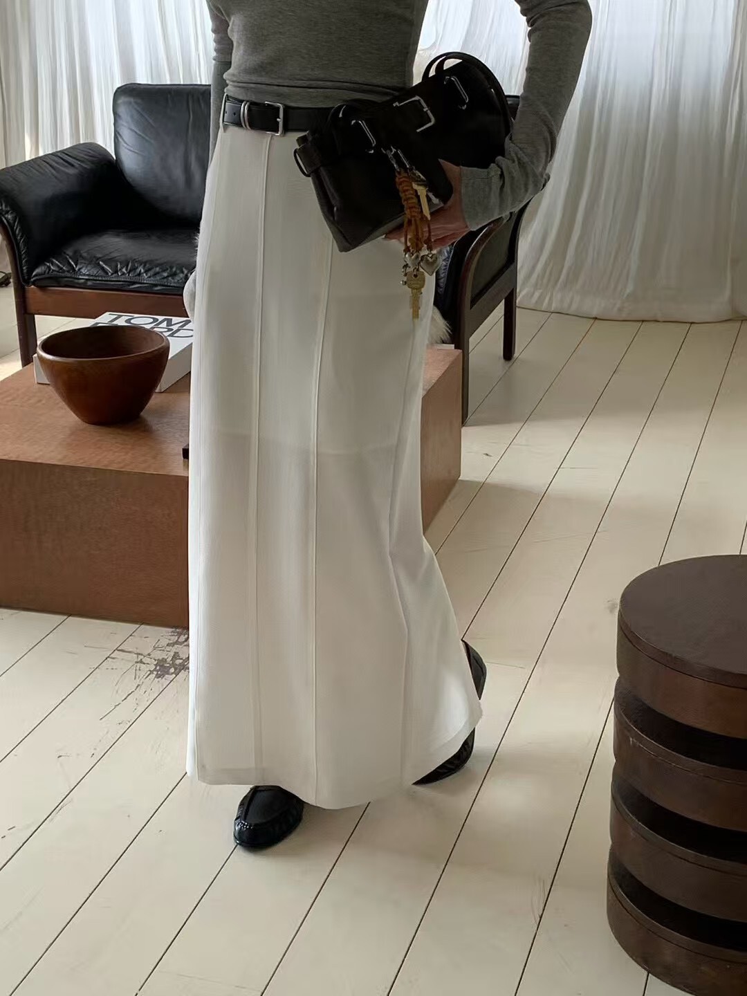 西裝車線長裙(不含腰帶)