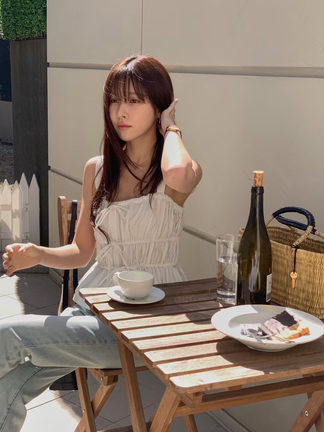 Square ribbon detail blouse