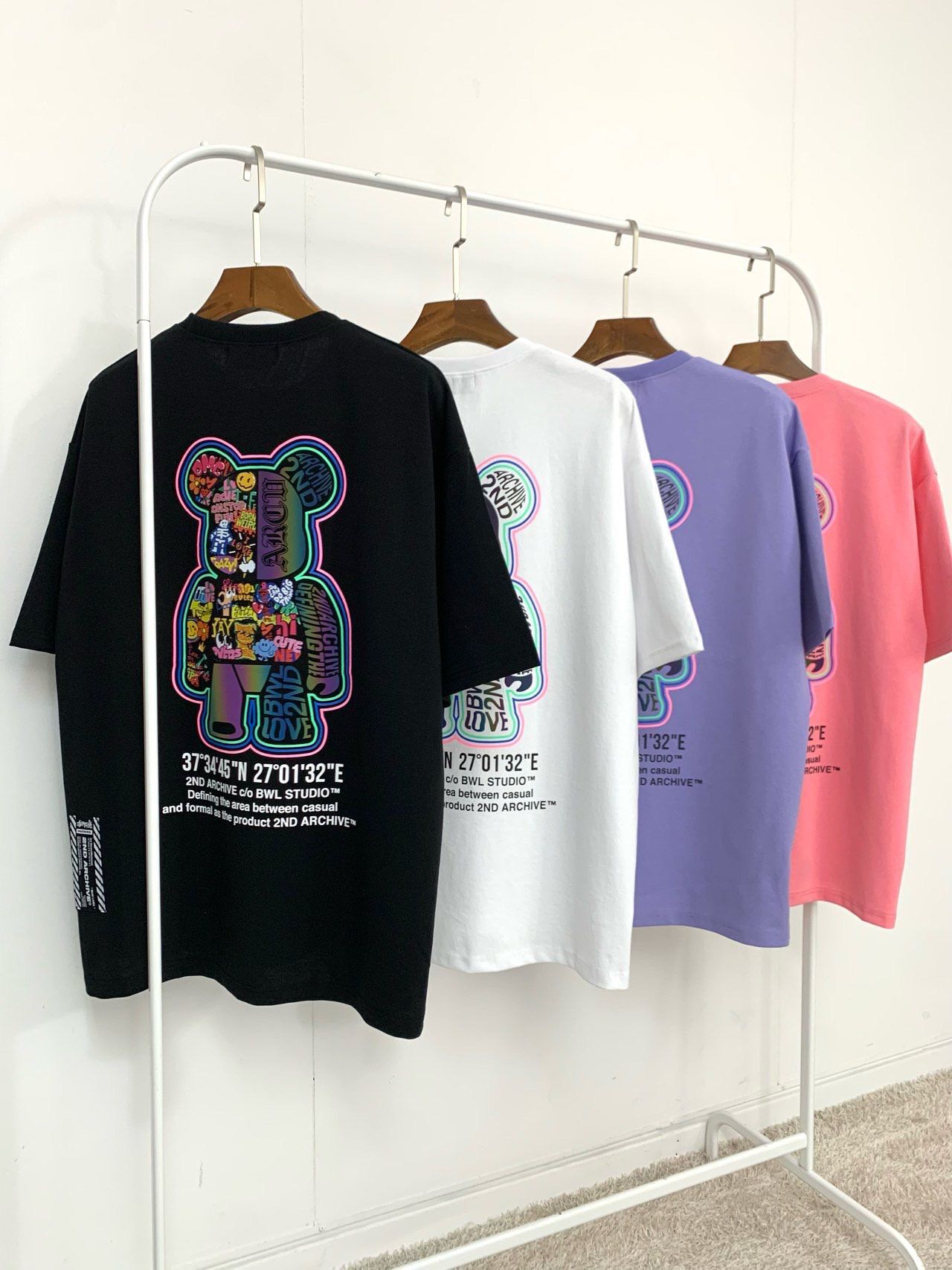 3M反光熊仔圖案英文字短袖Tee 2nd-337T