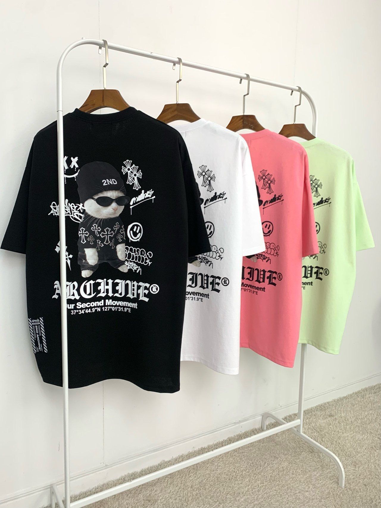 貓仔圖案英文字短袖Tee 2nd-338T