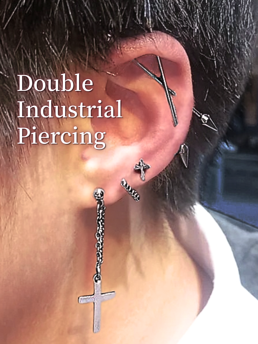 double industrial piercing