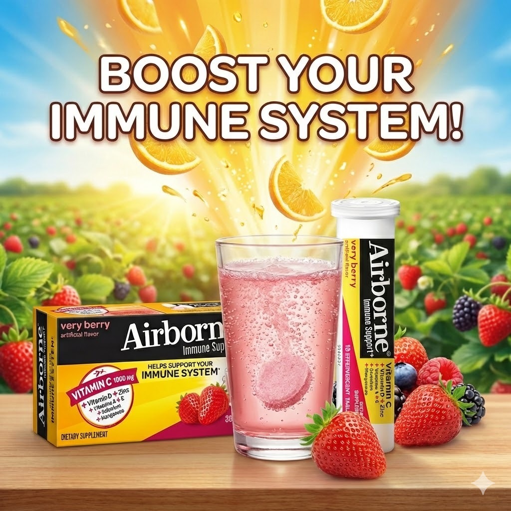 【預購】Airborne Immune Support H022550 發泡錠（Very Berry）