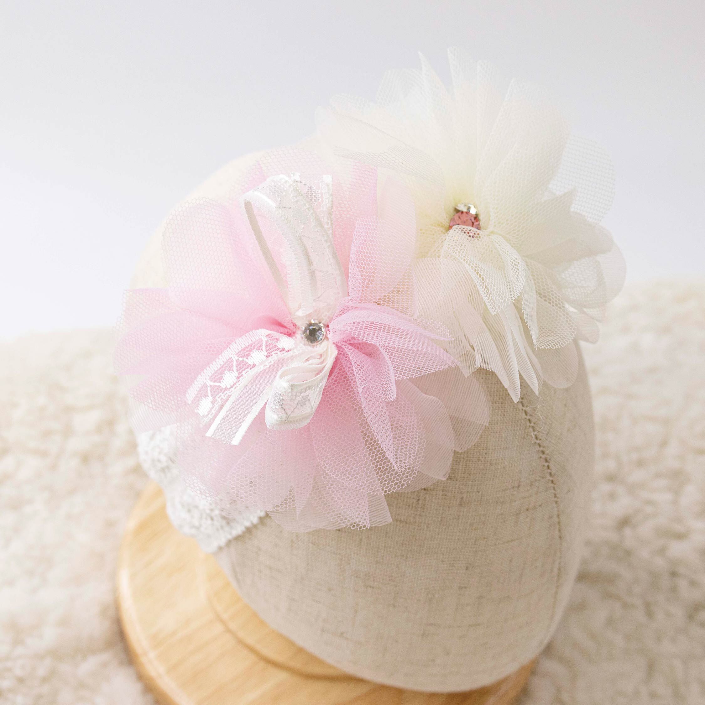 【JA0439】浪漫蕾絲澎澎紗花朵髮帶