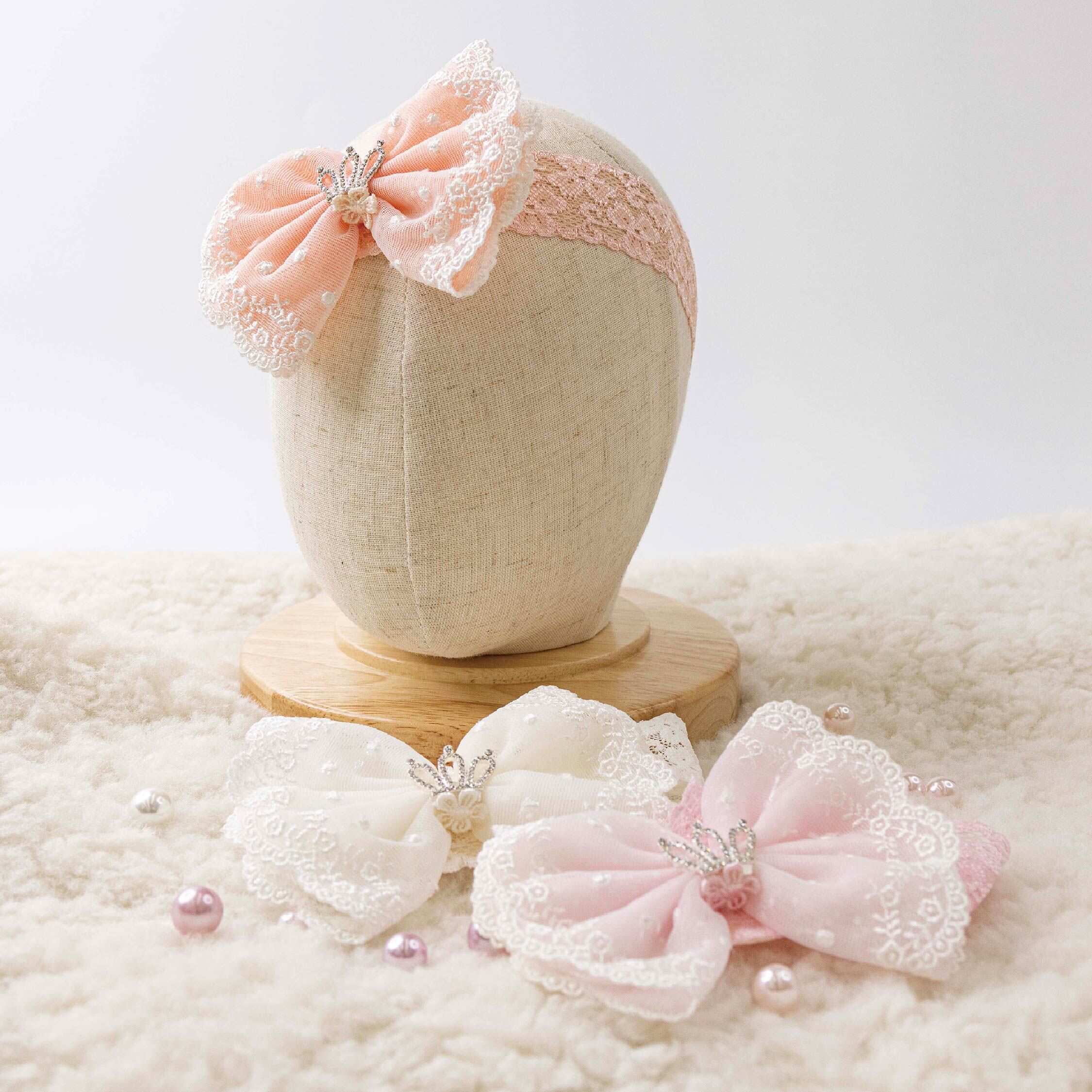 【JA0438】閃鑽小皇冠蝴蝶結髮帶＊三色