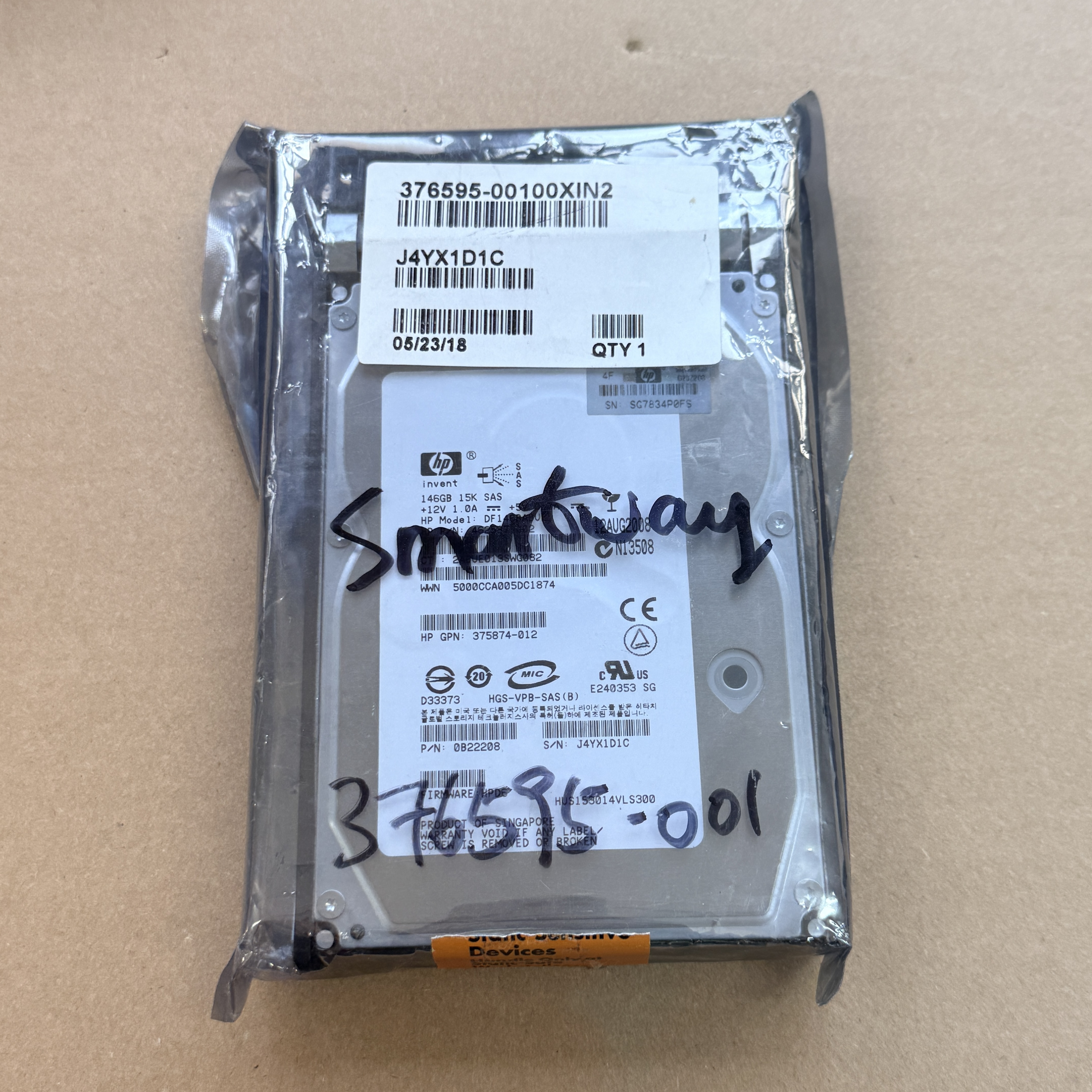 376595-001 CPQ 146G 15K SAS 3.5" HDD (翻新)