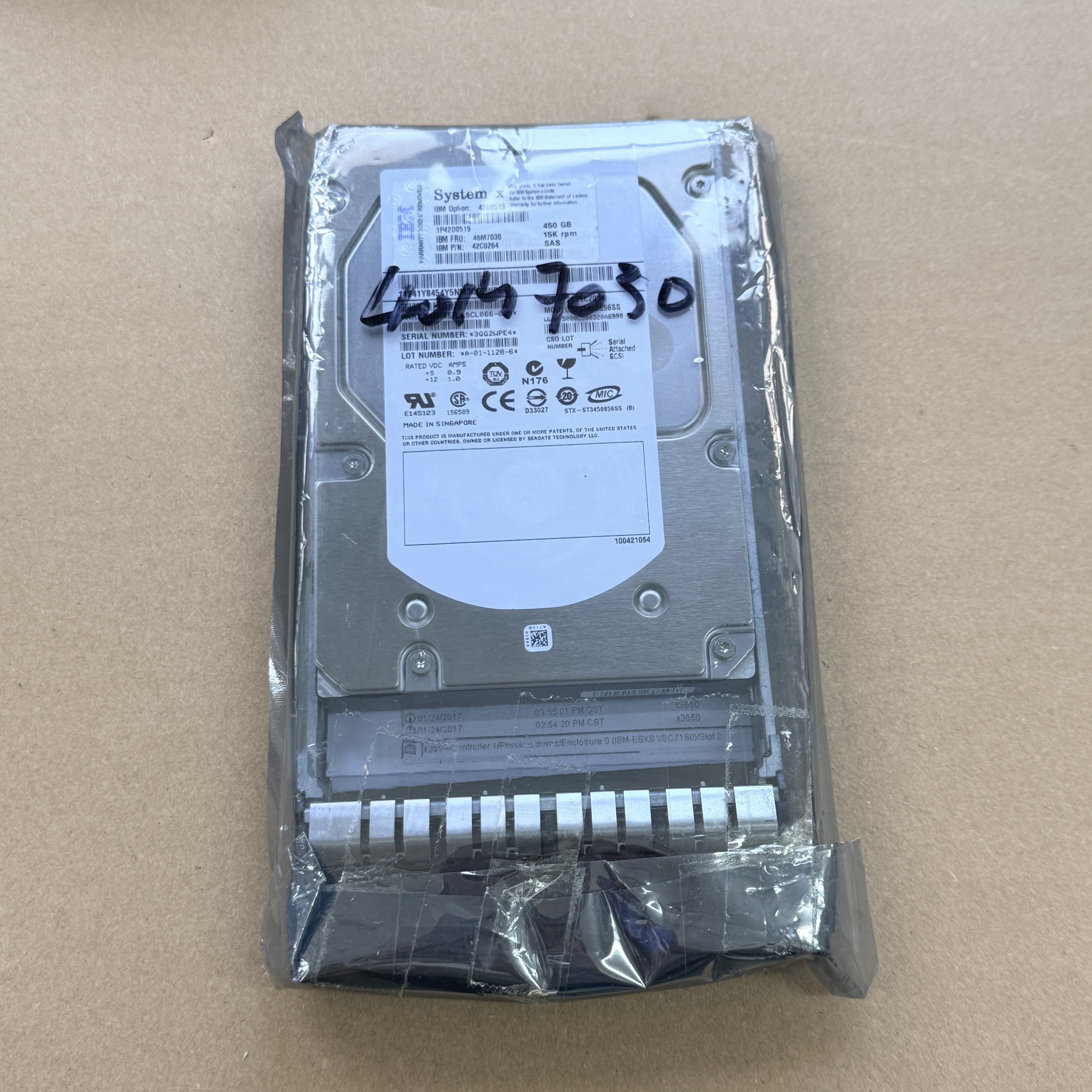 46M7030 IBM 450GB 15K SAS 3.5 HS HDD = 42D0519/42D0521/42D0560/ (翻新)