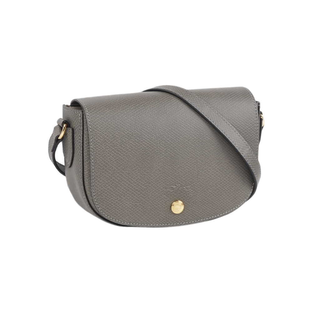 【Longchamp】S號 EPURE 牛皮翻蓋馬鞍包(斑鳩灰)