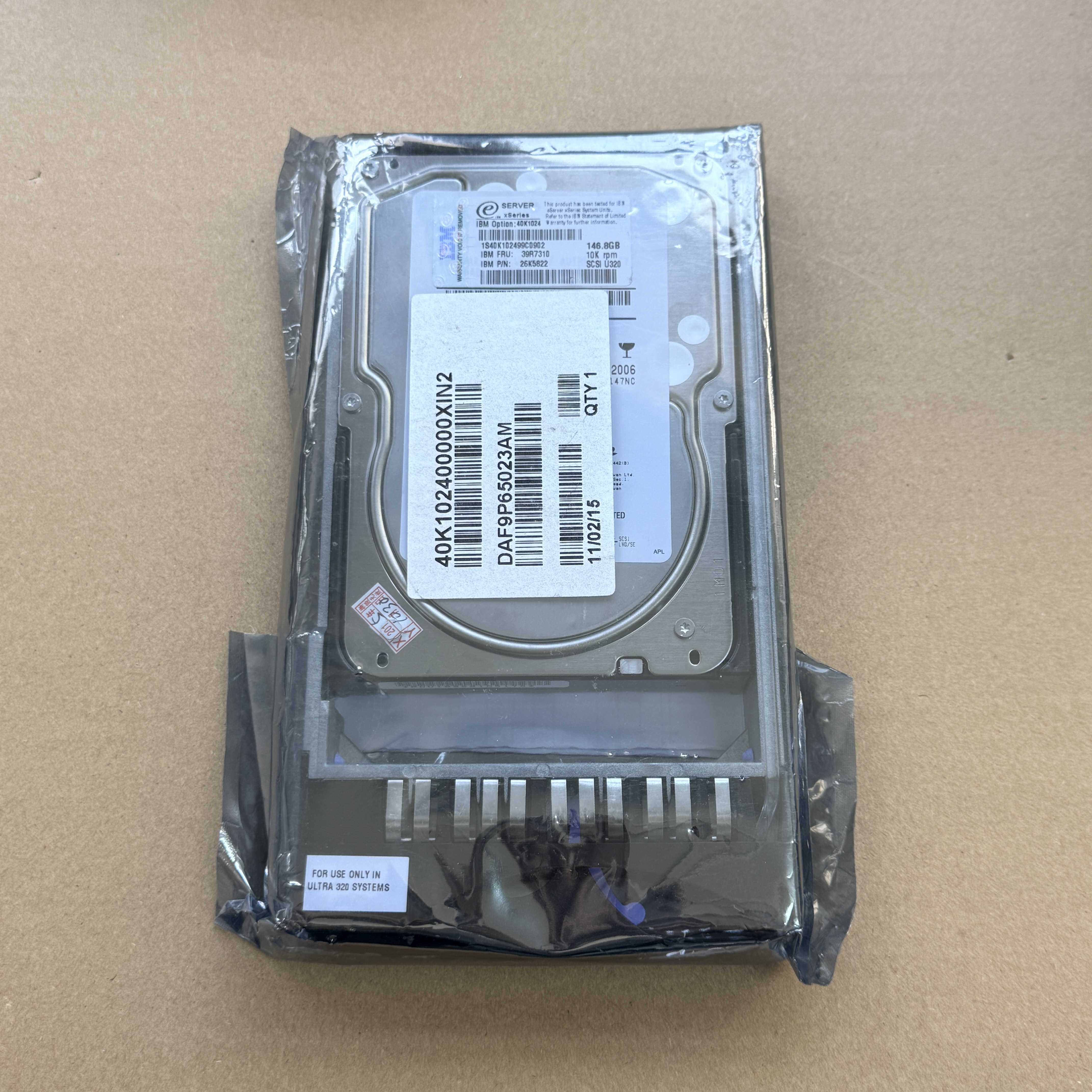 40K1024 IBM 146G U320 10K SSL HOT SWAP HDD = 90P1310, 39R7310 (翻新)