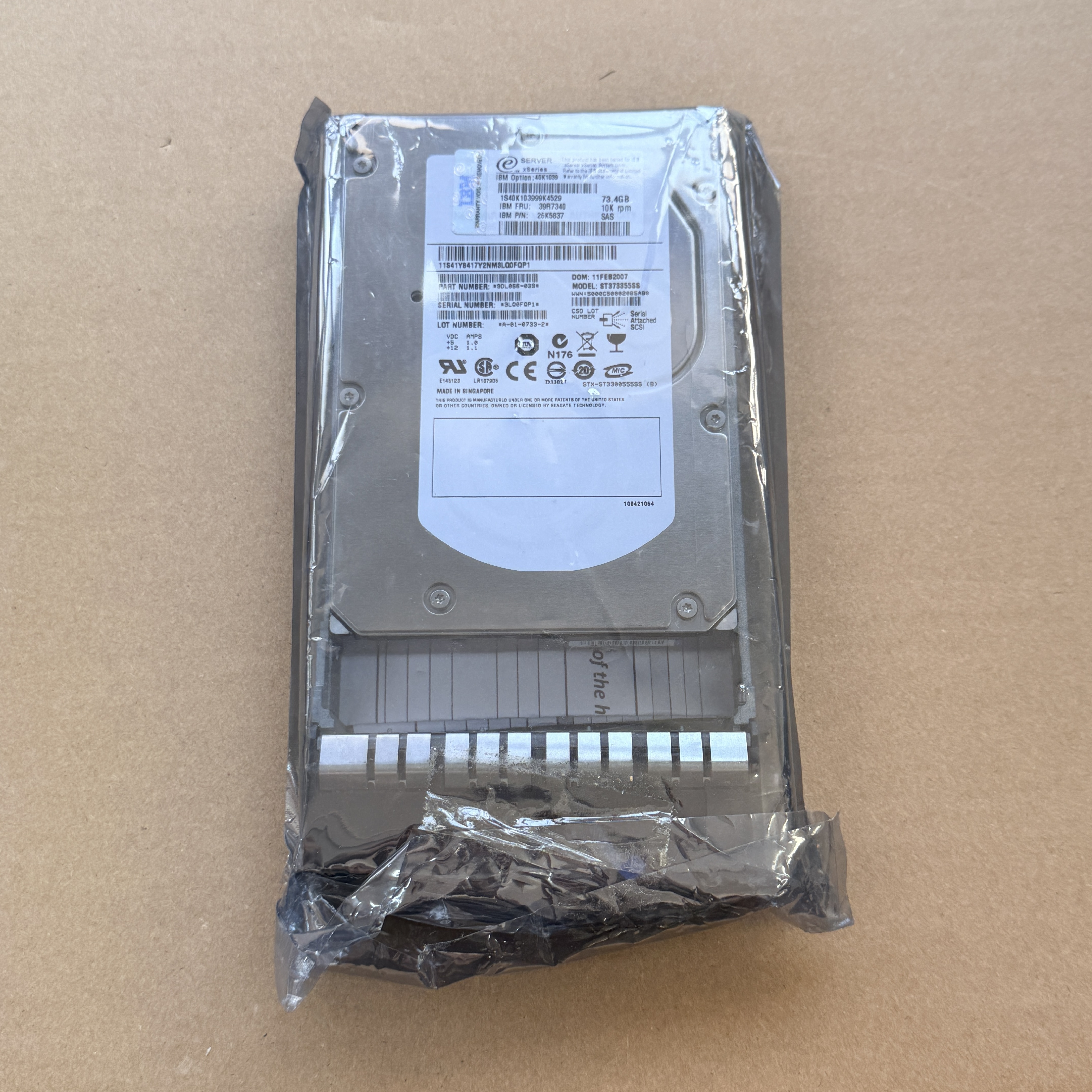 39R7340 IBM 73GB 10K SAS HOTSWAP HDD (翻新)