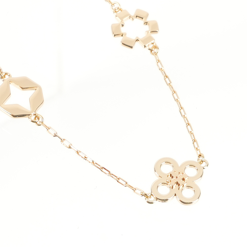【Tory Burch】Clover 鏤空幸運四葉草造型手鍊(金色)