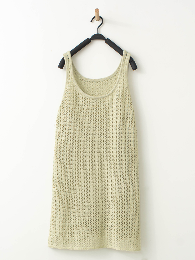 簍空開衩針織長版背心