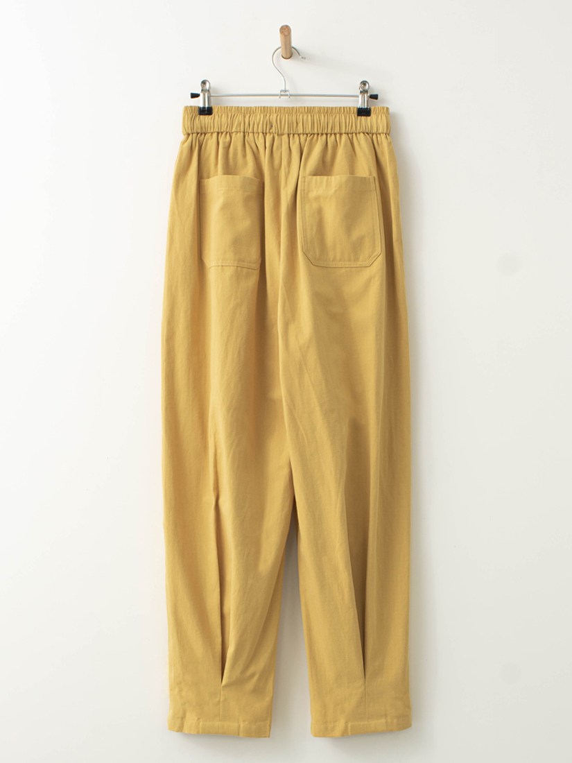 格紋織紋打褶綁帶錐形長褲