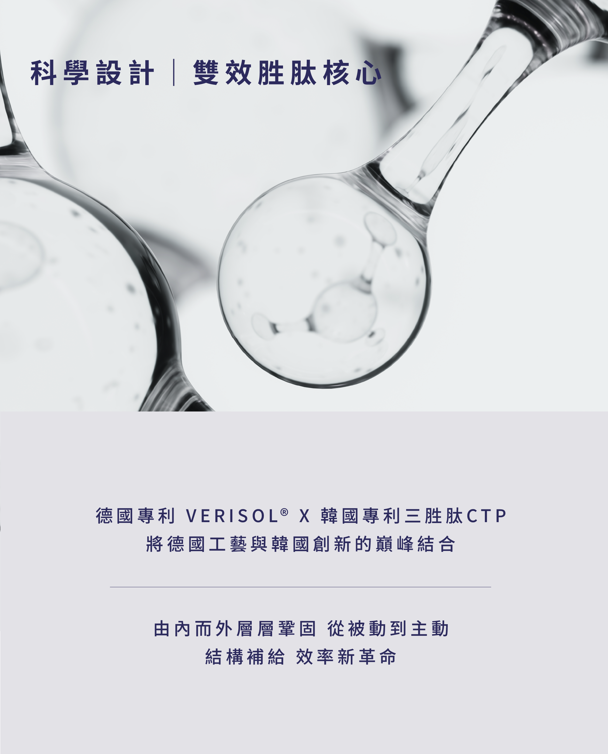 德韓技術核心剖析，結合德國專利 VERISOL 與韓國專利 CTP 三胜肽，展現從底層發動的「效率美學」結構。