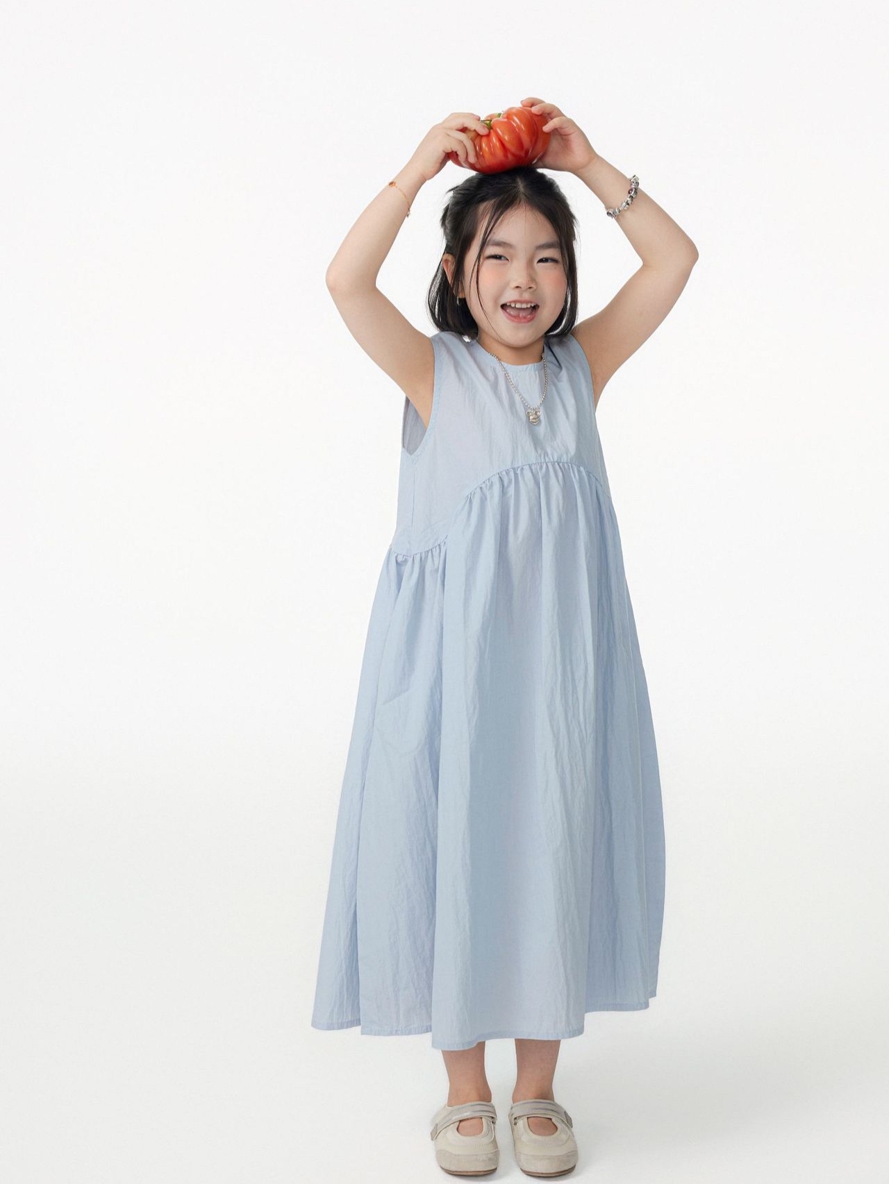 親子裝_兩色日系圓弧洋裝