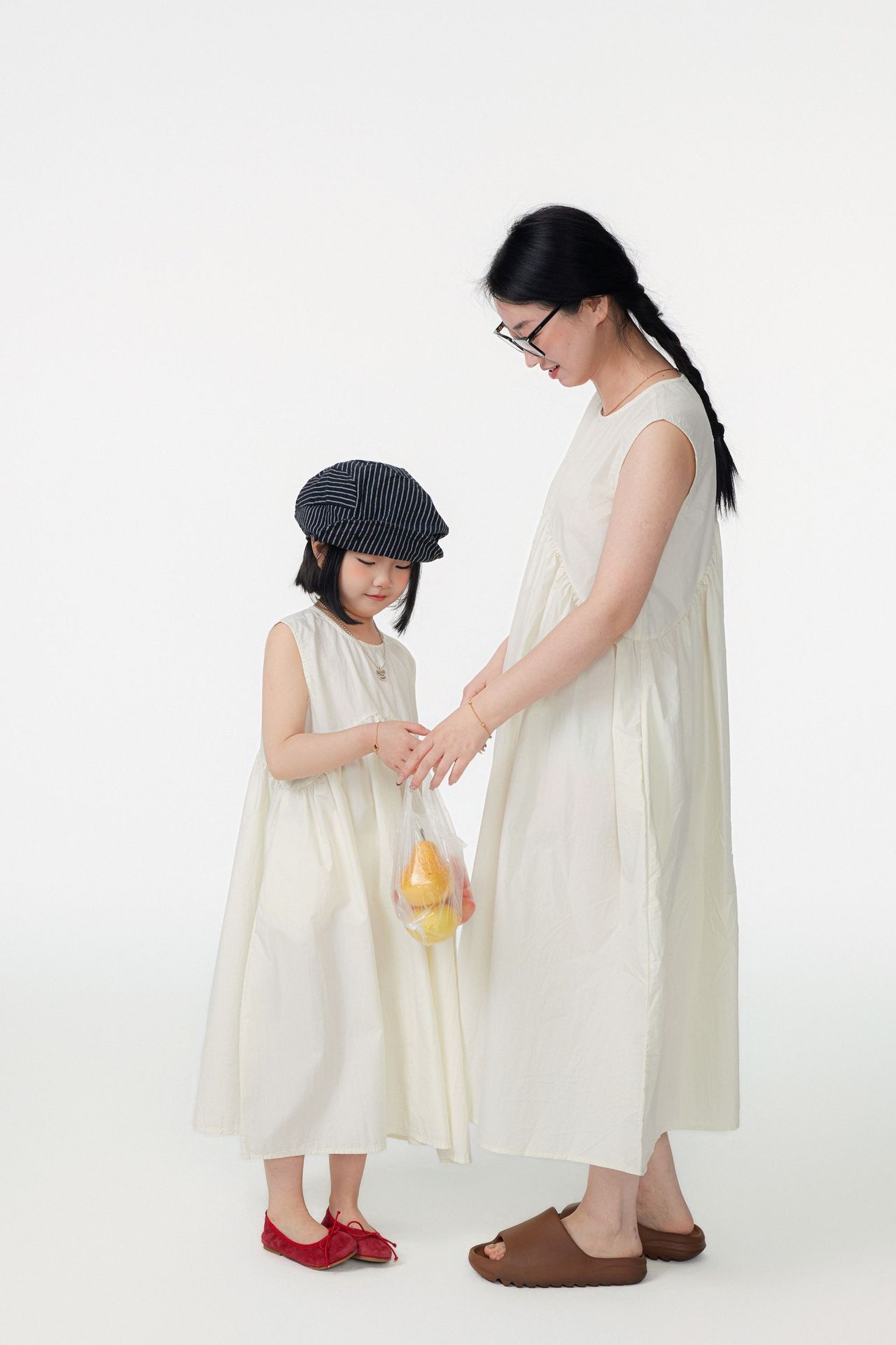 親子裝_兩色日系圓弧洋裝